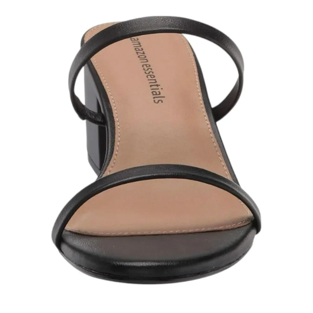 Amazon Essentials Black Double Strap Block Heel Sandals Size 7.5 Heels
